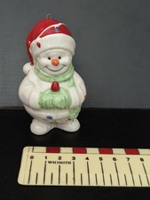 Belleek Living Holiday Collection Snowman with Lights Christmas Ornament