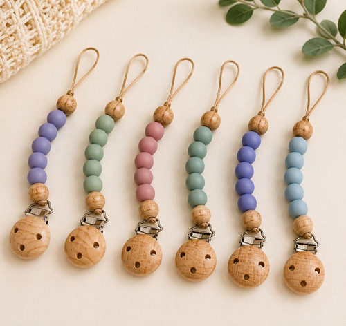 Beaded baby dummy clip holder - dummy,