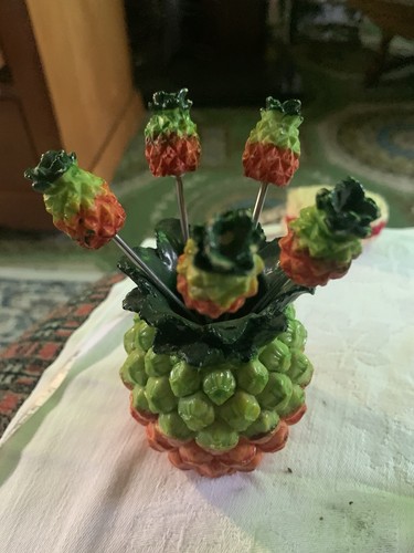 Retro pineapple cocktail forks - pineapple,