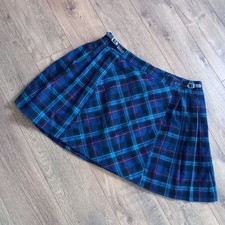 Blue Tartan Checked Pleated