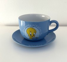 Vintage Warner Bros Tweety Pie & Sylvester Cup & Saucer Looney Tunes Mug 1997