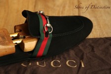 Gucci Black Suede Silver Bit Shoes Loafers Slippers Mens UK 10.5 EU 44.5 US 11.5
