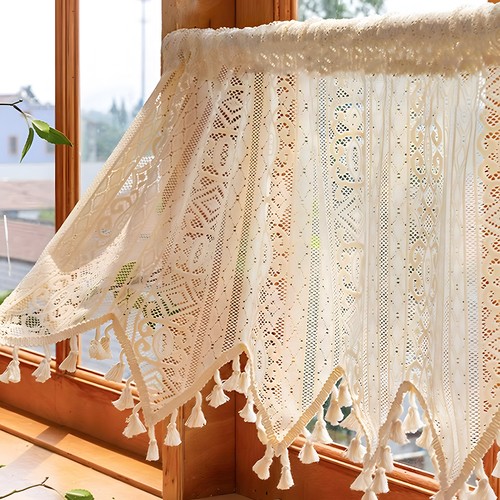 Boho tassel cafe short curtain - tassel,