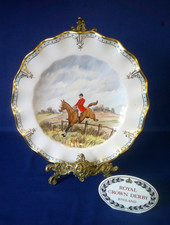 Royal Crown Derby Cabinet Plate Hunting Scene Lombardy Fluted Plate C.M. Pell #3