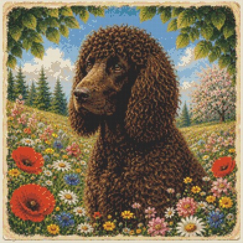 Irish water spaniel puppy dog - spaniel,