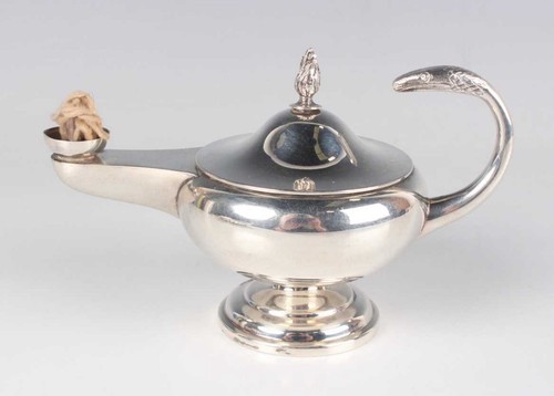 Solid silver aladdin lamp - silver,