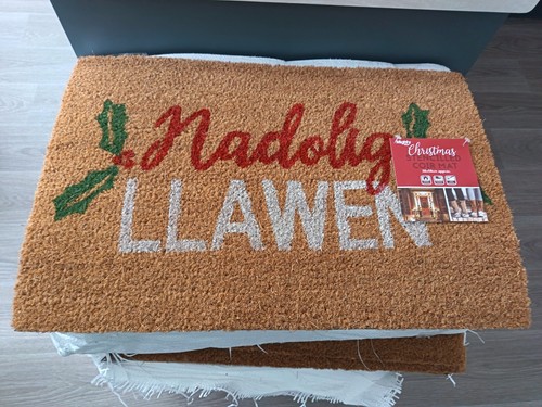 Nadolig llawen welsh doormat - llawen,
