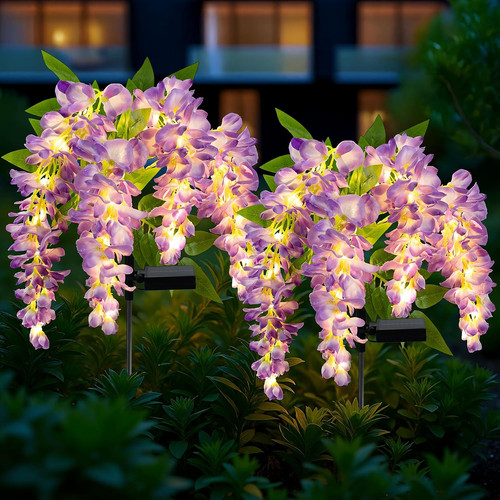 Purple solar flower lights - solar,