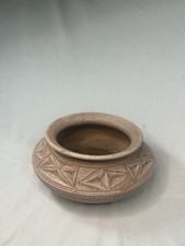 Antique Handmade Ghanaian African Clay Pot Pottery Bowl Geometric Beautiful Rare