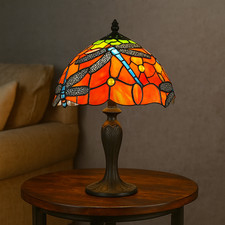 Tiffany-Style Table Lamp Handcrafted Art Bedside Light Desk Lamps Stained Glass