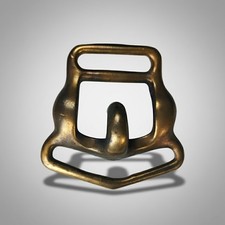 VINTAGE Brass Horse Harness Buckle 3" Heavy Duty Carriage Hardware Patina