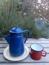 Vintage Enamel Tea Set Retro Camping Yugoslavian Mug + Teapot And Plate For One!