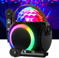 RUBEHOOW Karaoke Machine Singing PA System with 2 Wireless Microphones for Party