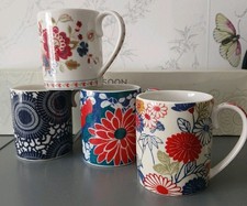 Denby Monsoon Mugs x 4 New in Box Fine China Blue Red