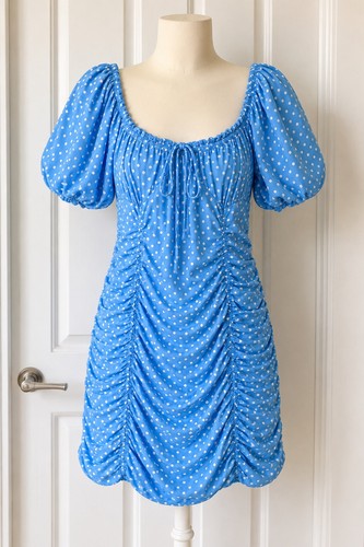 Zara blue polka dot ruched - dot,