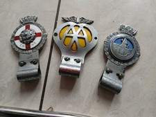 Vintage JR Gaunt Enamel Car Badges, England + St Christopher + Desmo Brackets