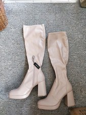 Nude Platform,Chunky Heeled Boots,New Size 39/6 From Schuh