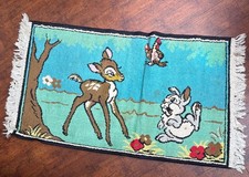 1960's Vintage Disney Rug Bambi & Thumper Rug 100% Cotton Pile 40" x 22”