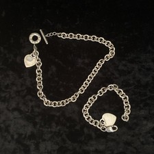 Tiffany & Co Sterling Silver Heart Tag Toggle Choker Necklace & Bracelet 