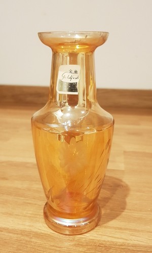 Carnival glass vase etched - glass,