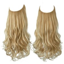 Hair Extension Halo Wire Adjustable Headband Wavy Curly Long Synthetic Hairpiece