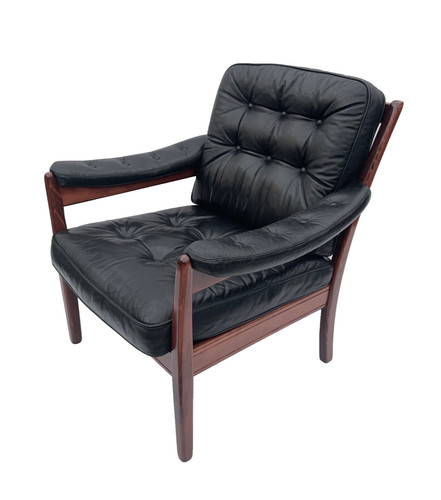 Vintage black leather lounge - vintage,