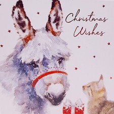Cats Protection Christmas Cards Donkey Greetings 2024 Pack of 10 with Envelopes