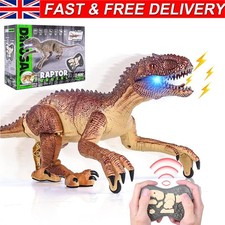 Realistic Remote Control Velociraptor Dinosaur Walking Roaring LED Toy for Kids