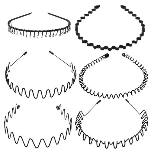Black metal sports hairband - metal,