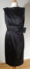 Black satin shift dress. Pencil skirt. Bow to waist. Party LBD. Size 8