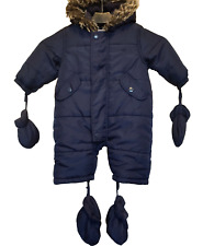 BabaLuno Infant Boys Navy Blue Padded One Piece Snowsuit-  Age 3-6 Months