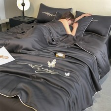 3pcs Luxury Embroidered Summer Bedding Set, Air-Conditioning Cozy Thin Quilt Set