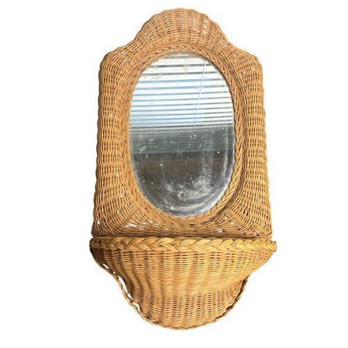 Vintage wicker wall mirror - vintage,