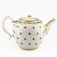 English Porcelain Teapot Cover Caughley Soft Paste Gilt 18th Century