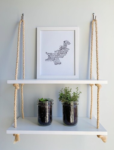 Double rope shelf floating - shelf,