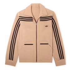 Adidas Schwahn Track Jacket XL Beige Brown 3-Stripes West Germany Vintage 70s