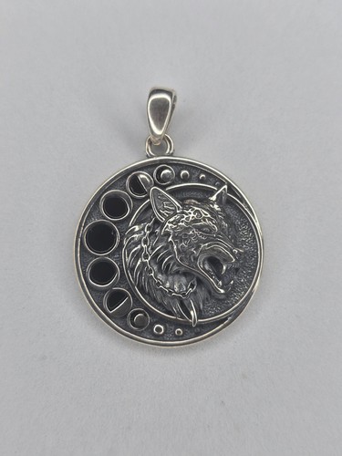 Viking wolf moon phase pendant - viking,