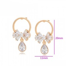 Gold Plated Crystal Drop Earrings for Women – Brass Teardrop Sparkle Jewelry