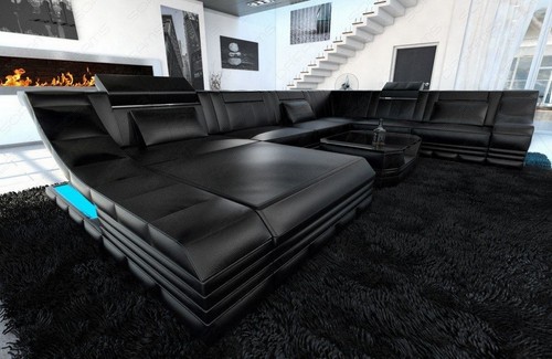 Designer sofa leather - sofa, living