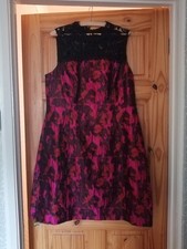 Monsoon Women's Occasion Dress Size 18 with Black Lace Neck Line