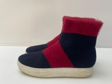 FORNARINA LADIES NAVY/RED TEXTILE PULL ON ANKLE SOCK PUMPS SHOES UK 5 EUR 38 B66