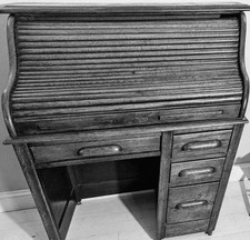 NEWLY French Polished-Antique Oak Tambour Front Roll Top Lebus Desk-FREE DELVERY