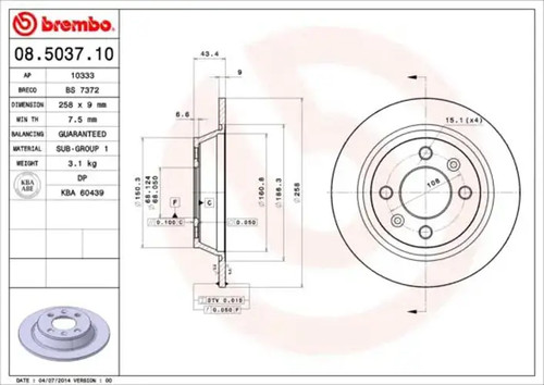 Brake disc solid - , 08.5037.10