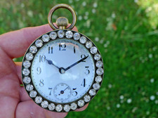 BULLS EYE, PAPERWEIGHT Diamond Paste Jewelled Surround BALL WATCH Swiss made