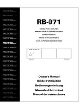 Rotel RB-971 Amplifier Owners Manual