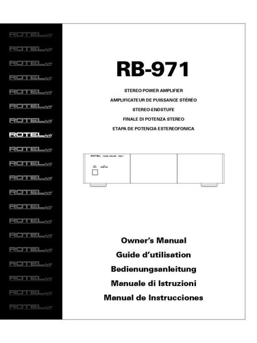 Rotel 971 amplifier owners - rb-971,