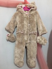 Baby Girls Designer Ted Baker Brown Faux Fur Teddy Bear Style Snowsuit 6-9m?