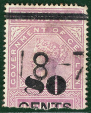 CEYLON QV TELEGRAPH Stamp 80c/10R Surcharge Used YBLUE139