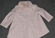 Beautiful Girls pink Sparkly A Lone Coat Sith Fur Collar. Size 9-12 Months