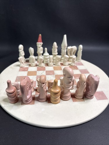 Hand carved soapstone chess - carved,
